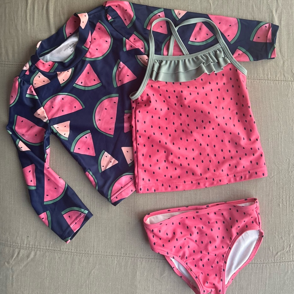 Simple Kids' Watermelon Swimwear Set - Navy and Pink